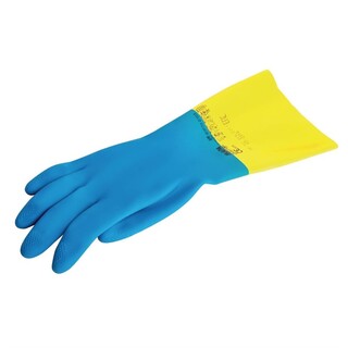 photo 5 gants étanches protection chimique légère bleus et jaunes mapa alto 405 l
