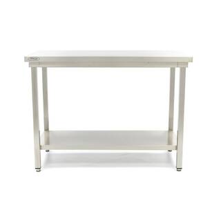 photo 2 table en acier inoxydable - 60 x 60 cm - hauteur réglable - avec étagère de rangement