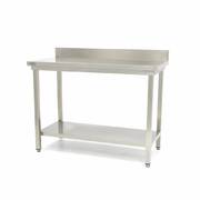 Photo 1 matériel référence 09300980: Table en acier inoxydable - 100 x 60 cm - hauteur réglable - avec dosseret et étagère de rangement
