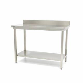 photo 1 table en acier inoxydable - 100 x 60 cm - hauteur réglable - avec dosseret et étagère de rangement