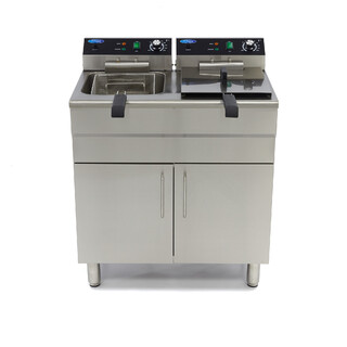 photo 2 friteuse - 2 x 16 l - 2 paniers - avec robinet de vidange et support - 400v