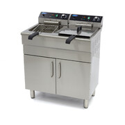 Photo 1 matériel référence 09365156: Friteuse - 2 x 16 L - 2 paniers - avec robinet de vidange et support - 400V