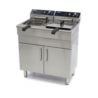 photo 1 friteuse - 2 x 16 l - 2 paniers - avec robinet de vidange et support - 400v