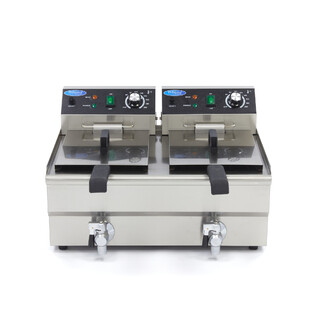 photo 2 friteuse - 2 x 10 l - 2 paniers - avec robinet de vidange