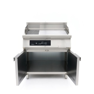 photo 2 plancha à induction 700 - lisse et rainurée - 10 000 w - double - avec support