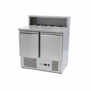 Photo matériel référence 09400200 : Réfrigérateur pour la préparation des pizzas - 90 cm - 2 portes - s'adapte à 5 x 1/6 GN - incl couvercle en acier inoxydable