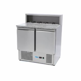 photo 1 réfrigérateur pour la préparation des pizzas - 90 cm - 2 portes - s'adapte à 5 x 1/6 gn - incl couvercle en acier inoxydable