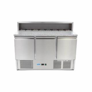 photo 2 réfrigérateur pour la préparation des pizzas - 137 cm - 3 portes - s'adapte à 8 x 1/6 gn - incl couvercle en acier inoxydable
