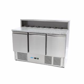 photo 1 réfrigérateur pour la préparation des pizzas - 137 cm - 3 portes - s'adapte à 8 x 1/6 gn - incl couvercle en acier inoxydable