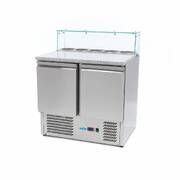 Photo matériel référence 09400207 : Réfrigérateur pour la préparation des pizzas - 90 cm - 2 portes - s'adapte à 5 x 1/6 GN - incl couvercle en verre