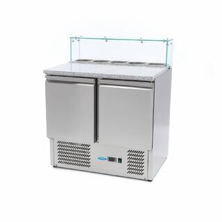 photo 1 réfrigérateur pour la préparation des pizzas - 90 cm - 2 portes - s'adapte à 5 x 1/6 gn - incl couvercle en verre