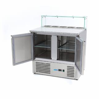 photo 2 réfrigérateur pour la préparation des pizzas - 90 cm - 2 portes - s'adapte à 5 x 1/6 gn - incl couvercle en verre