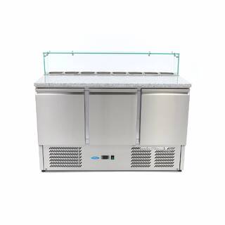 photo 2 réfrigérateur pour la préparation des pizzas - 137 cm - 3 portes - s'adapte à 8 x 1/6 gn - incl couvercle en verre