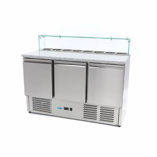 photo 1 réfrigérateur pour la préparation des pizzas - 137 cm - 3 portes - s'adapte à 8 x 1/6 gn - incl couvercle en verre