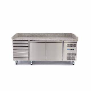 photo 2 réfrigérateur pour la préparation des pizzas - 202 cm - 2 portes - 7 tiroirs