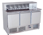 Meuble à pizza comptoir inox green 3 portes x7 bac 1/6