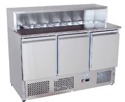 Meuble à Pizza Comptoir Inox 3 Portes x7 Bac 1/3