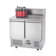 Meuble à pizza en marbre green comptoir inox 2 portes x5 gn 1/6