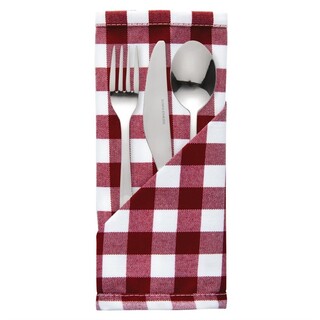 photo 1 serviettes à carreaux rouges en polyester mitre comfort gingham