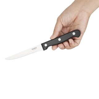 photo 3 couteaux à viande olympia manche noir - lot de 12
