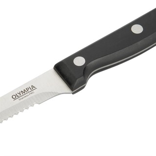 photo 4 couteaux à viande olympia manche noir - lot de 12