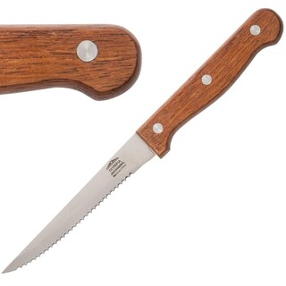 photo 1 couteaux à viande olympia manche en bois - lot de 12