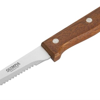 photo 4 couteaux à viande olympia manche en bois - lot de 12