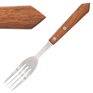 photo 1 fourchettess à viande olympia manche en bois - lot de 12