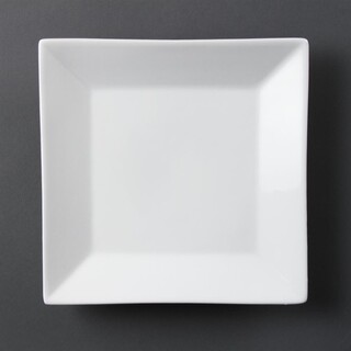 photo 1 assiette carrée à large bord blanche olympia (lot de 6)
