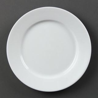 photo 1 assiettes à bord large blanches olympia 202mm -vendues par 12.