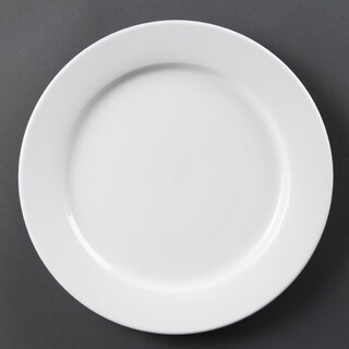 photo 1 assiettes à bord large blanches olympia 280mm -vendues par 6.