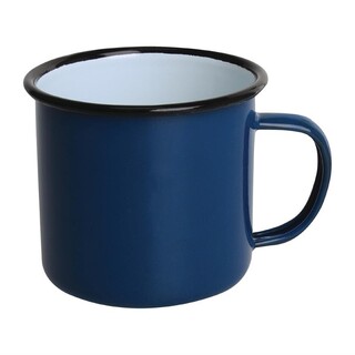 photo 1 mugs en acier émaillé bleu et noir olympia 350ml - lot de 6