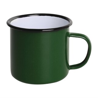 photo 1 mugs en acier émaillé vert et noir olympia 350ml - lot de 6