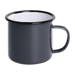 photo 1 mugs en acier émaillé gris et noir olympia 350ml - lot de 6