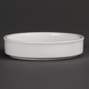 Photo 1 matériel référence DK827: Plats empilables en porcelaine blanche Olympia 102mm (Lot de 6)