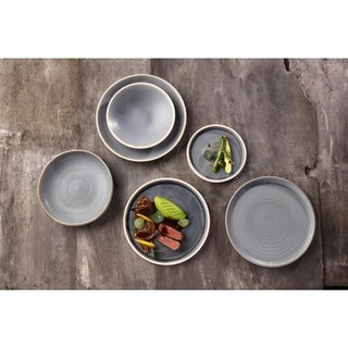 photo 2 assiettes plates bord droit granit bleu olympia canvas 25 cm