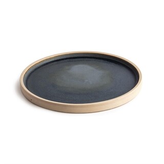 photo 3 assiettes plates bord droit granit bleu olympia canvas 25 cm (lot de 6)