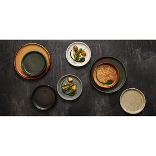 photo 5 assiettes plates granit bleu olympia canvas 18 cm (lot de 6)