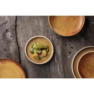 photo 6 assiettes plates bord droit terre de sienne olympia canvas 18 cm (lot de 6)