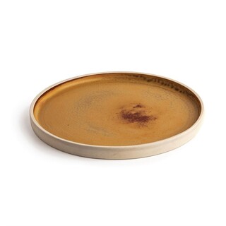 photo 5 assiettes plates bord droit terre de sienne olympia canvas 25 cm (lot de 6)