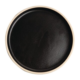 photo 1 assiettes plates bord droit noir mat olympia canvas 18 cm (lot de 6)