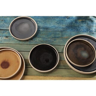 photo 2 assiettes plates bord droit noir mat olympia canvas 18 cm (lot de 6)