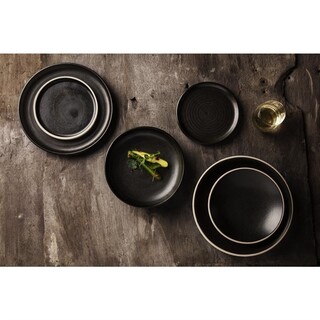 photo 5 assiettes plates bord droit noir mat olympia canvas 18 cm