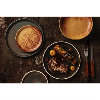 photo 7 assiettes plates bord droit vert bronze olympia canvas 18 cm