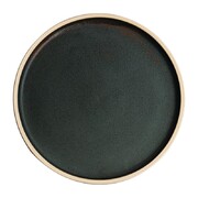 Photo 1 matériel référence FA322: Assiettes plates bord droit vert bronze Olympia Canvas 25 cm (Lot de 6)