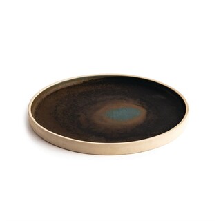 photo 2 assiettes plates bord droit vert bronze olympia canvas 25 cm (lot de 6)