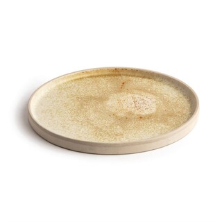 photo 4 assiettes plates bord droit beige moucheté olympia canvas 25 cm (lot de 6)