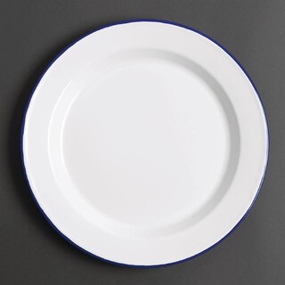 photo 1 assiette plate en acier émaillé olympia 245mm lot de 6