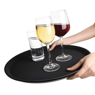 photo 5 plateau antidérapant en fibre de verre olympia kristallon rond noir 406mm