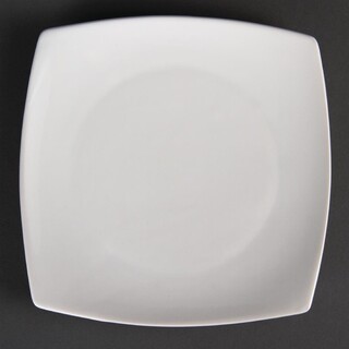 photo 1 assiettes carrées bords arrondis blanches olympia 185mm